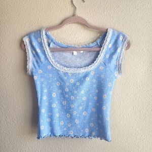 Blue Floral Women's Top, M,  Sugar Moon, Nwot